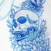 tattoo galleries/ - Blue Sketchbook Skull Flowers Side Tattoo Concept